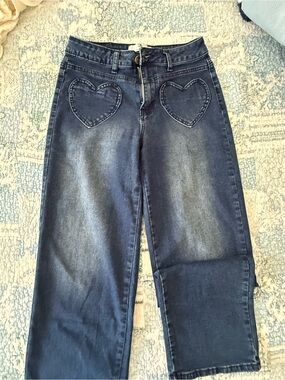 Flying Angel Heart Pocket Wide Leg Jeans